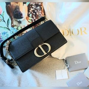 Auth Christian Dior Montaigne 30 chain flap bag saffiano